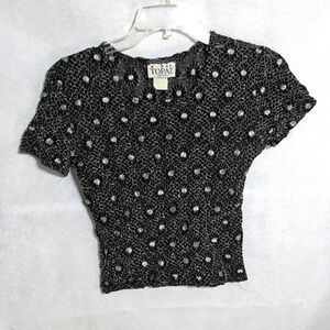 Topaz Black and White short sleeve top sz L